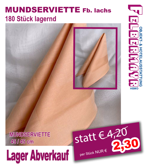 MUNDSERVIETTE Fb. lachs BW-Damast